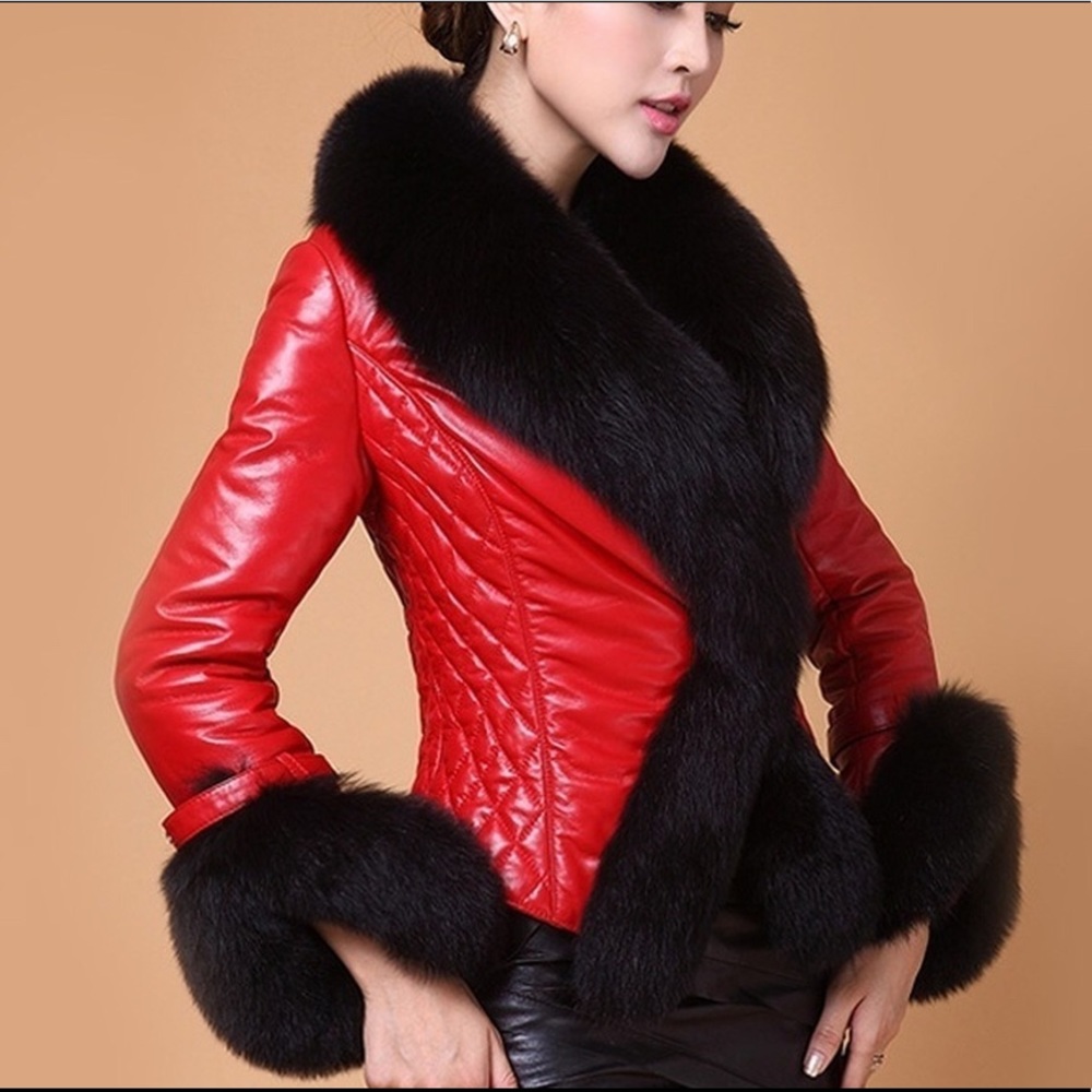 Winter women jacket pu leather